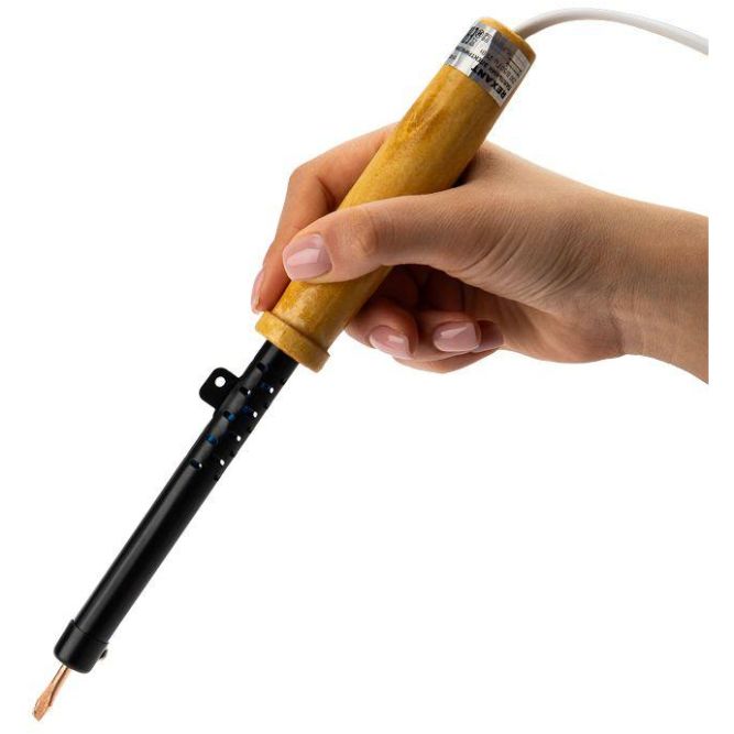 Паяльник ЭПСН 220В 25Вт дерев. ручка ПД Rexant 12-0225