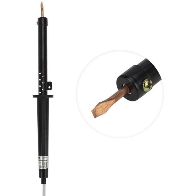 Паяльник ЭПСН 220В 25Вт дерев. ручка ПД Rexant 12-0225