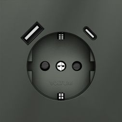 Розетка 1-м СП S70 16А с USB A+С с заземл. защ. шторки механизм титан Voltum VLS040506