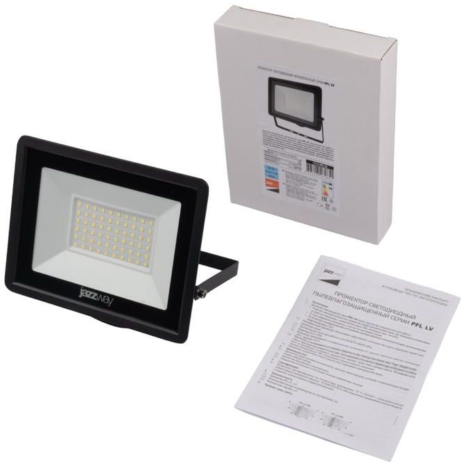 Прожектор светодиодный PFL-LV 50Вт IP65 6500К 4500лм DC 12В-48В/AC 12В-48В СДО низковольтный Pro JazzWay 5070851