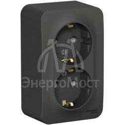 Розетка 2-м ОП BLANCA 16А 250В без шторок с заземл. антрацит SchE BLNRA010206