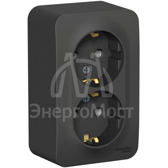 Розетка 2-м ОП BLANCA 16А 250В без шторок с заземл. антрацит SchE BLNRA010206