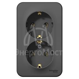 Розетка 2-м ОП BLANCA 16А 250В без шторок с заземл. антрацит SchE BLNRA010206