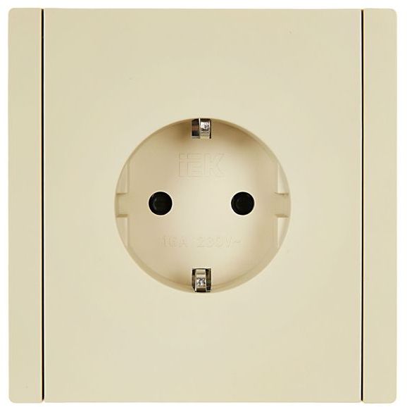 Розетка СП FORTE&amp;PIANO FP415 16А с заземл. защ. шторки винт. крепл. ваниль IEK FP-R14-16-K10