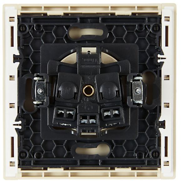 Розетка СП FORTE&amp;PIANO FP415 16А с заземл. защ. шторки винт. крепл. ваниль IEK FP-R14-16-K10