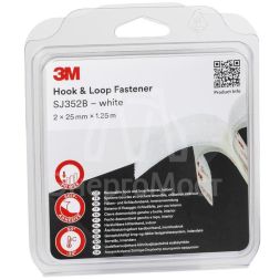 Застежка самоклеющаяся крючок/петля SJ352B адгезив каучук 25ммх1.25м бел. 3М 7100123727