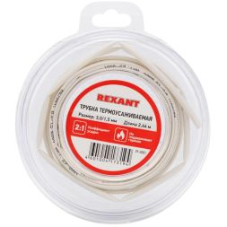 Трубка термоусаживаемая 3.0/1.5мм бел. ролик 2.44м Rexant 29-0001
