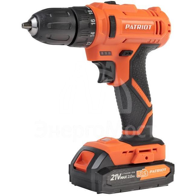 Дрель-шуруповерт аккумуляторная BR 189UES две АКБ Li-Ion 18В 2.0А.ч 29Нм 2 скорости PATRIOT 180301549