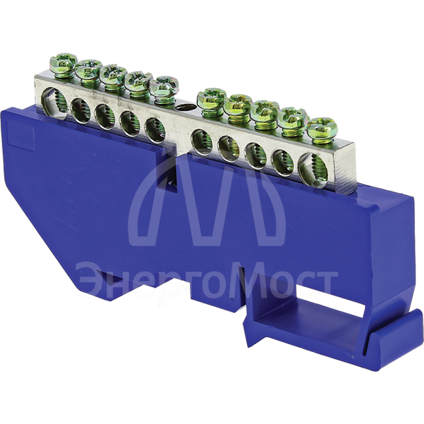 Шина нулевая N 6х9 10 отвер. никель син. изолятор на DIN-рейку PROxima EKF sn1-63-10-d