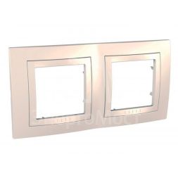 Рамка 2-м Unica с декор. накл. беж. SchE MGU2.004.25