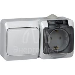 Блок ОП Этюд (1-кл. выкл. + евророз. защ. шторки) IP44 сер. SchE BPA16-241C