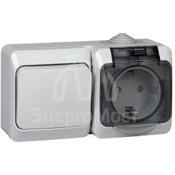 Блок ОП Этюд (1-кл. выкл. + евророз. защ. шторки) IP44 сер. SchE BPA16-241C