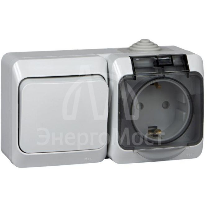 Блок ОП Этюд (1-кл. выкл. + евророз. защ. шторки) IP44 сер. SchE BPA16-241C