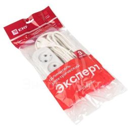 Удлинитель 3х5м без заземл. 10А IP20 Эксперт 2.2кВт ПВС 2х0.75 PROxima EKF UBA10-275-3-05