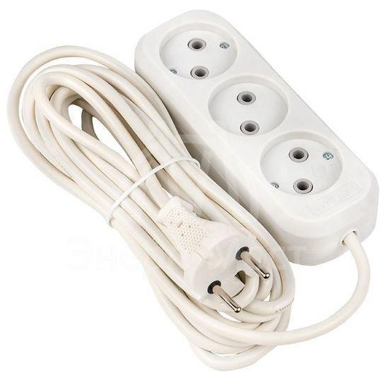 Удлинитель 3х5м без заземл. 10А IP20 Эксперт 2.2кВт ПВС 2х0.75 PROxima EKF UBA10-275-3-05