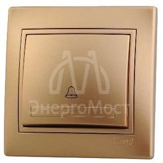 Выключатель кнопочный 1-кл. СП Мира метал. зол. LEZARD 701-1313-103