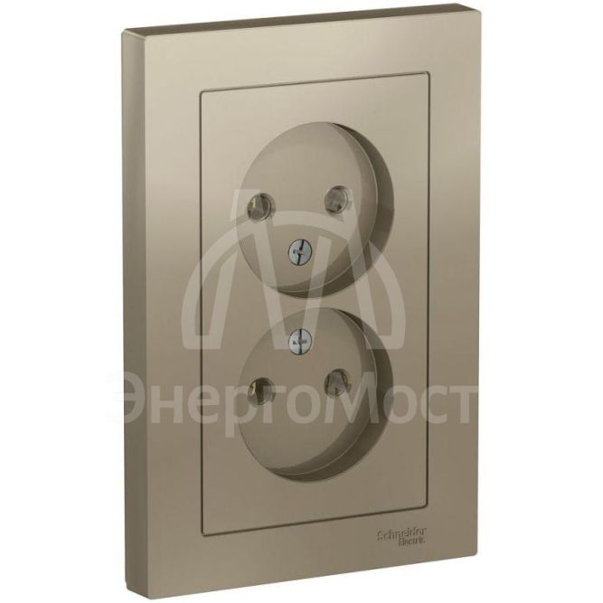 Розетка 2-м AtlasDesign 16А без заземл. в сборе шампань SchE ATN000520