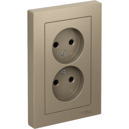 Розетка 2-м AtlasDesign 16А без заземл. в сборе шампань SchE ATN000520