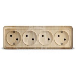 Розетка 4-м ОП Олимп без заземл. сосна UNIVersal 1174