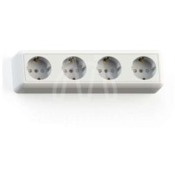 Розетка 4-м ОП Оптима 16А РА16-403 (в компл. с монтажной пластиной) защ. шторки с заземл. сл. кость Кунцево 8051