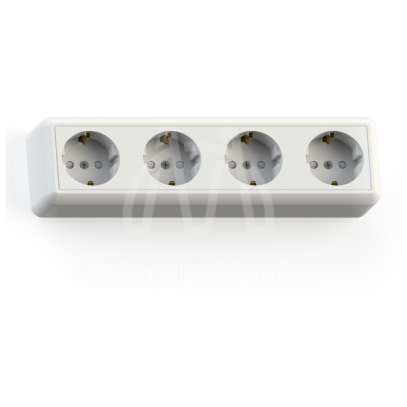 Розетка 4-м ОП Оптима 16А РА16-403 (в компл. с монтажной пластиной) защ. шторки с заземл. сл. кость Кунцево 8051