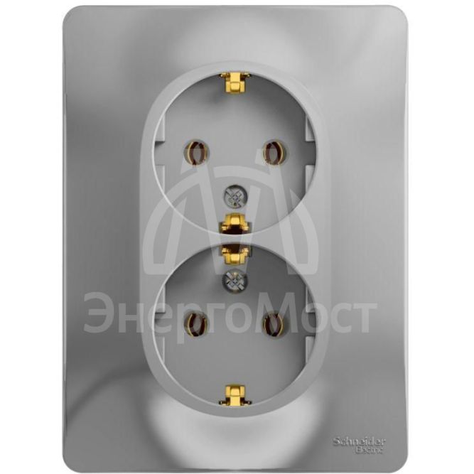 Розетка 2-м СП Glossa в сборе с заземл. в сборе алюм. SchE GSL000324