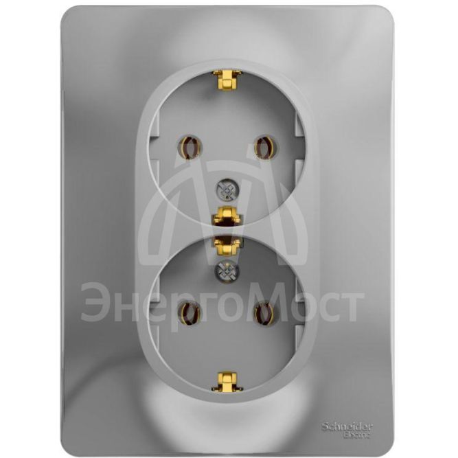 Розетка 2-м СП Glossa в сборе с заземл. в сборе алюм. SchE GSL000324