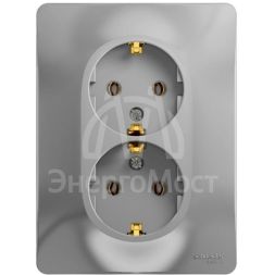 Розетка 2-м СП Glossa в сборе с заземл. в сборе алюм. SchE GSL000324
