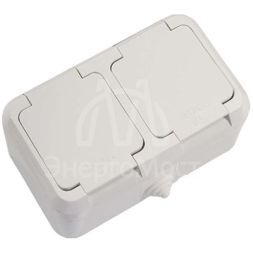 Розетка 2-м ОП 16А IP44 п/герм. с заземл. бел. Makel 18354