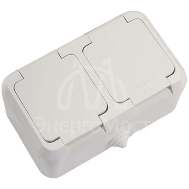 Розетка 2-м ОП 16А IP44 п/герм. с заземл. бел. Makel 18354