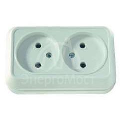 Розетка 2-м ОП 16А IP20 без заземл. бел. Makel 45117
