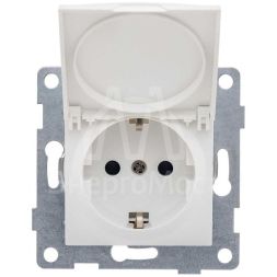 Розетка 1-м СП Ugra 16А 250В с заземл. защ. шторки с крышкой механизм бел. GUSI С11Р91-001