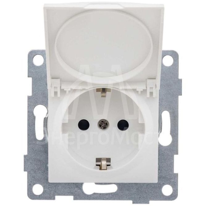 Розетка 1-м СП Ugra 16А 250В с заземл. защ. шторки с крышкой механизм бел. GUSI С11Р91-001