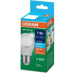Лампа светодиодная LED G4 Value LVCLP60 7W/965 CRI95 7Вт 6500К 700лм шар матов. E27 170-250В OSRAM 4058075579866
