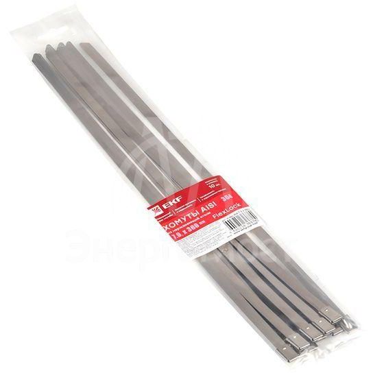 Хомут AISI 304  7.9х360 нерж. сталь FlexLock (уп.10шт) PROxima EKF plc-fl-tss-304-7.9x360-r