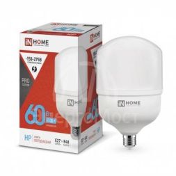 Лампа светодиодная LED-HP-PRO 60Вт 230В 6500К E27 5400Лм с адаптером IN HOME 4690612031132