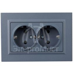 Розетка 2-м СП BRITE РСш12-3-БрМ 16А в сборе с заземл. защ. шторки маренго IEK BR-R24-16-K35-F