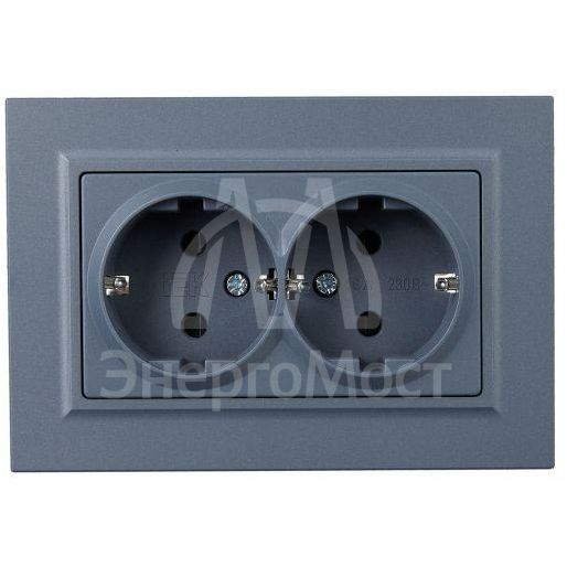 Розетка 2-м СП BRITE РСш12-3-БрМ 16А в сборе с заземл. защ. шторки маренго IEK BR-R24-16-K35-F
