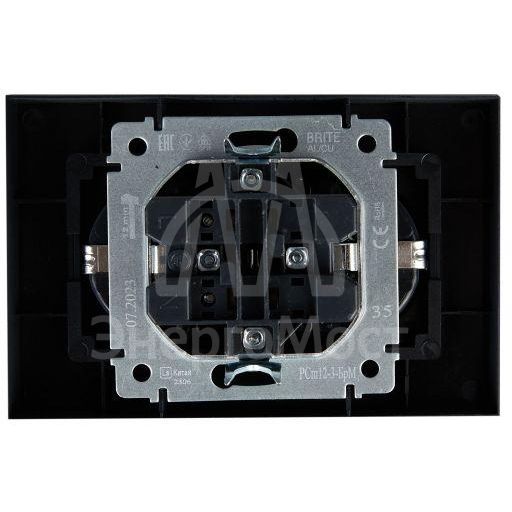 Розетка 2-м СП BRITE РСш12-3-БрМ 16А в сборе с заземл. защ. шторки маренго IEK BR-R24-16-K35-F