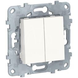 Переключатель 2-кл. 2мод. СП Unica New IP21 (2х(сх. 6)) 250В 10AX бел. SchE NU521318