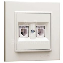 Розетка компютерная CAT5 + гнездо СП Karea IP20 крем. Makel 56010035