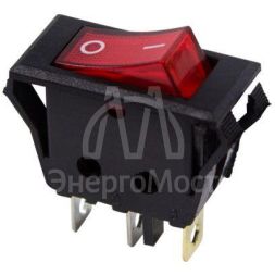 Выключатель клавишный 250В 15А (3с) ON-OFF красн. с подсветкой (RWB-413; SC-788) Rexant 36-2225