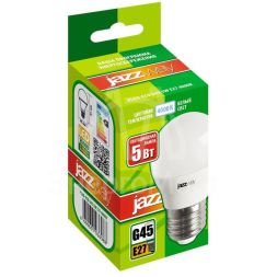 Лампа светодиодная PLED-ECO-G45 5Вт шар 4000К бел. E27 400лм 220-240В JazzWay 1036988A