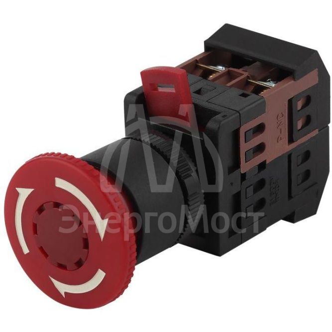 Кнопка AE-22 &amp;quot;Грибок&amp;quot; d22мм 1з+1р 240В с фиксацией BBG10-AE-K04E красн. ЭРА Б0045629