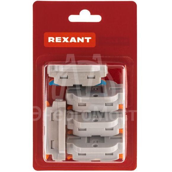 Клемма строительно-монтажная СМК проходная 2п 0.08-4кв.мм с монтажной площадкой сер. (блист.5шт) Rexant 07-6262-5