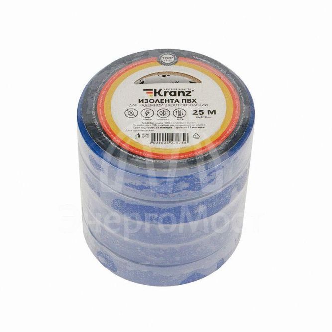 Изолента ПВХ 0.13х15мм 25м син. Kranz KR-09-2105
