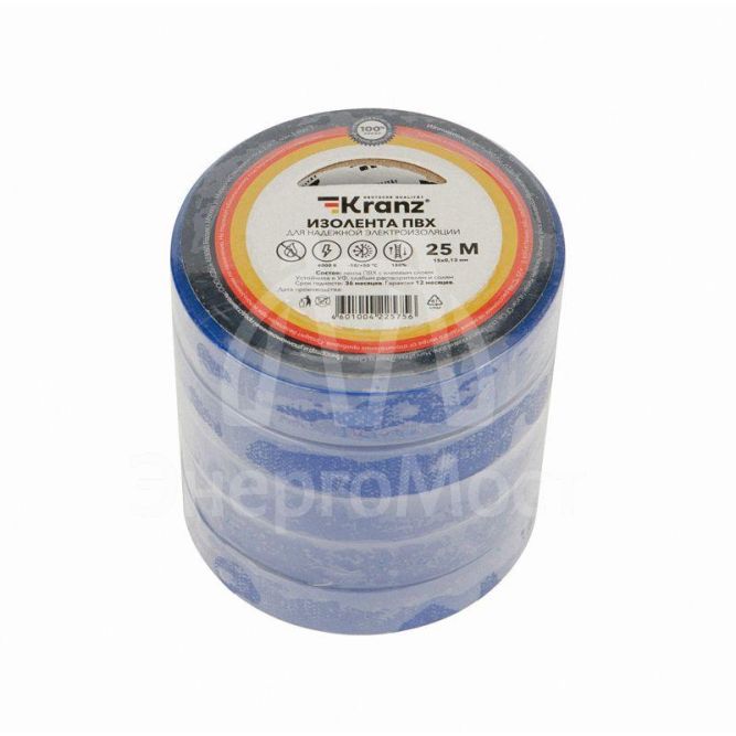 Изолента ПВХ 0.13х15мм 25м син. Kranz KR-09-2105
