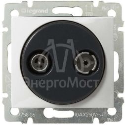 Розетка телевизионная оконечная TV/FM СП Valena 10дБ механизм бел. Leg 694285