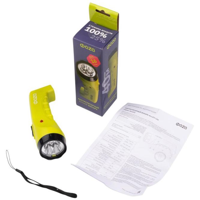 Фонарь ручной AccuF2-L04-gn 4LED аккумулятор 400мА.ч 2 режима: 100проц./25проц. выдвижная вилка; индикатор зарядки зел. ФАZА 2857859
