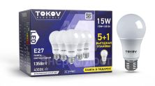 Лампа светодиодная 15Вт А60 4000К Е27 176-264В Promo 5+1 TOKOV ELECTRIC Promo-A60-E27-15-4K